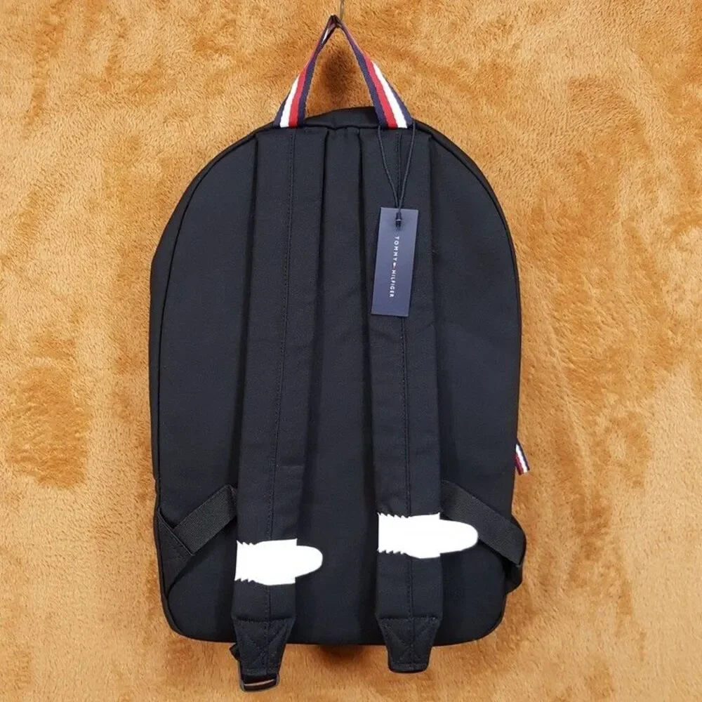 TOMMY HILFIGER Backpack Unisex Black Canvas Everyday Casual Travel School Logo